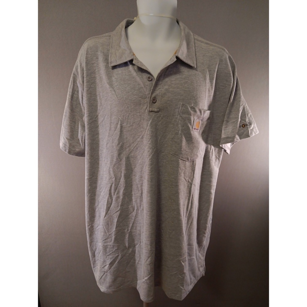 Carhartt‎ Force Polo Shirt Mens 2XL Gray Relaxed Fit Short Sleeve Pocket 103569